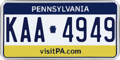PA license plate KAA4949