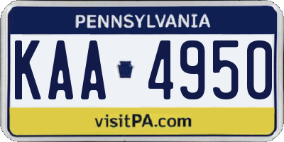 PA license plate KAA4950