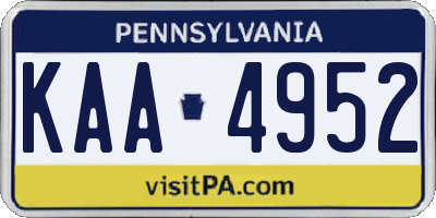 PA license plate KAA4952
