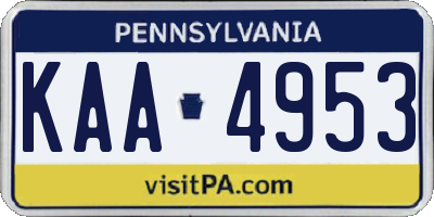 PA license plate KAA4953