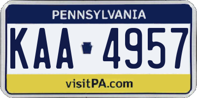 PA license plate KAA4957