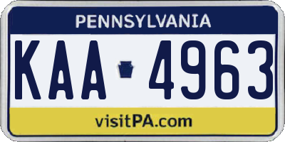 PA license plate KAA4963