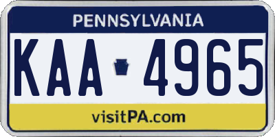 PA license plate KAA4965