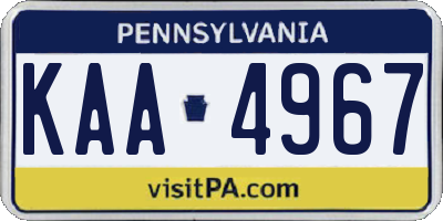PA license plate KAA4967
