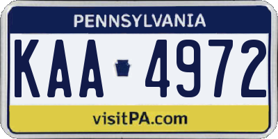PA license plate KAA4972