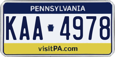 PA license plate KAA4978