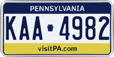 PA license plate KAA4982