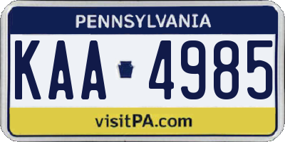 PA license plate KAA4985