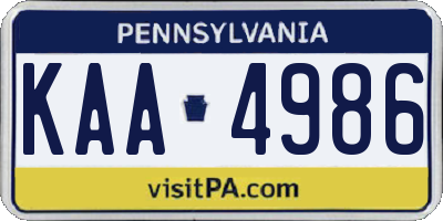 PA license plate KAA4986