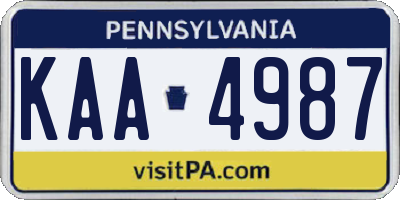 PA license plate KAA4987
