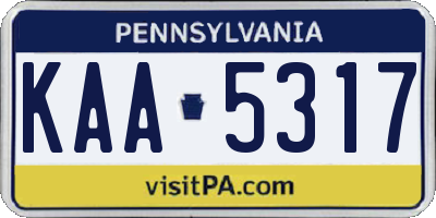 PA license plate KAA5317