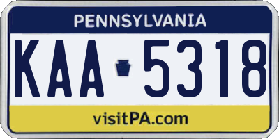 PA license plate KAA5318