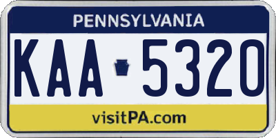 PA license plate KAA5320