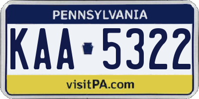 PA license plate KAA5322