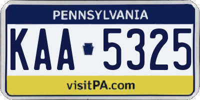 PA license plate KAA5325