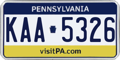 PA license plate KAA5326