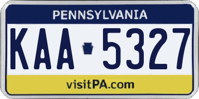 PA license plate KAA5327