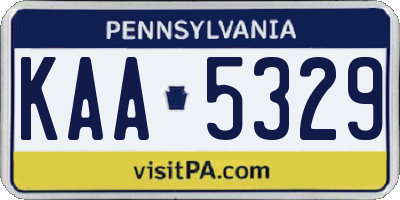 PA license plate KAA5329