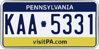 PA license plate KAA5331