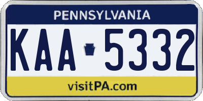 PA license plate KAA5332