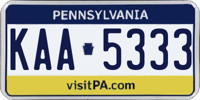 PA license plate KAA5333