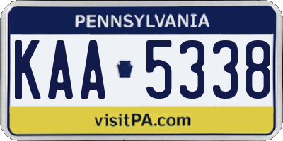 PA license plate KAA5338