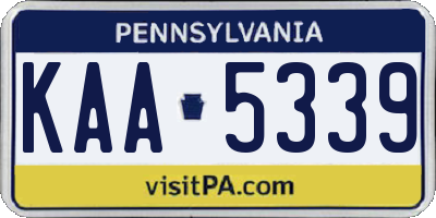 PA license plate KAA5339