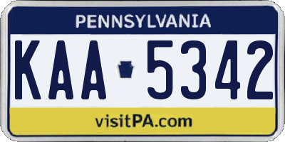 PA license plate KAA5342