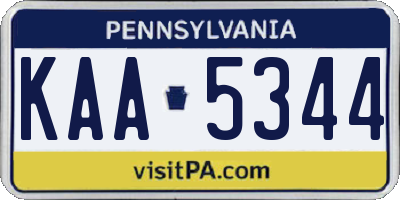 PA license plate KAA5344