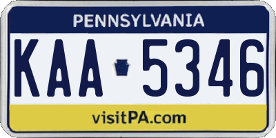 PA license plate KAA5346