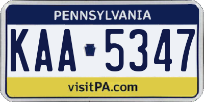 PA license plate KAA5347