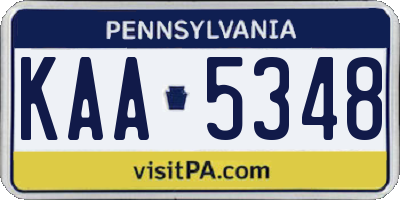 PA license plate KAA5348