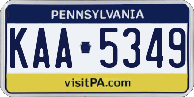 PA license plate KAA5349