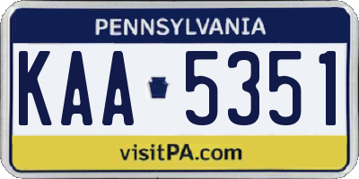 PA license plate KAA5351
