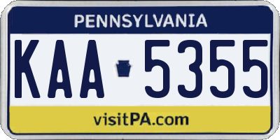 PA license plate KAA5355