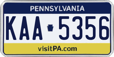 PA license plate KAA5356