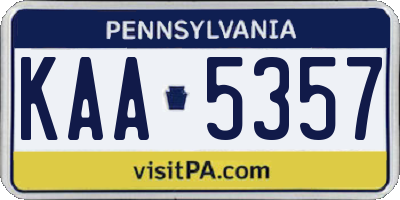 PA license plate KAA5357