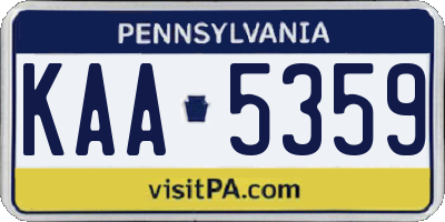 PA license plate KAA5359