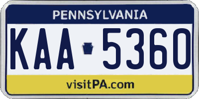 PA license plate KAA5360