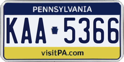PA license plate KAA5366