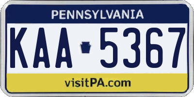 PA license plate KAA5367