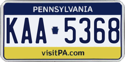 PA license plate KAA5368
