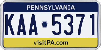 PA license plate KAA5371