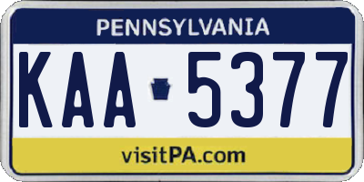 PA license plate KAA5377