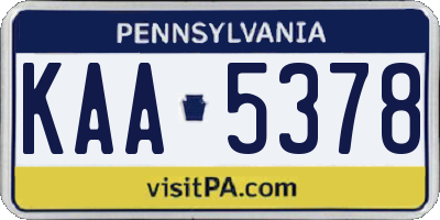 PA license plate KAA5378