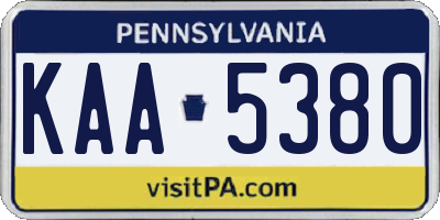 PA license plate KAA5380