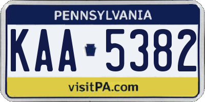 PA license plate KAA5382