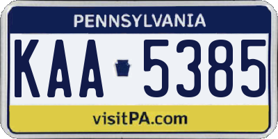 PA license plate KAA5385