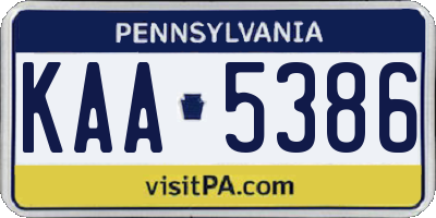 PA license plate KAA5386