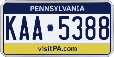PA license plate KAA5388